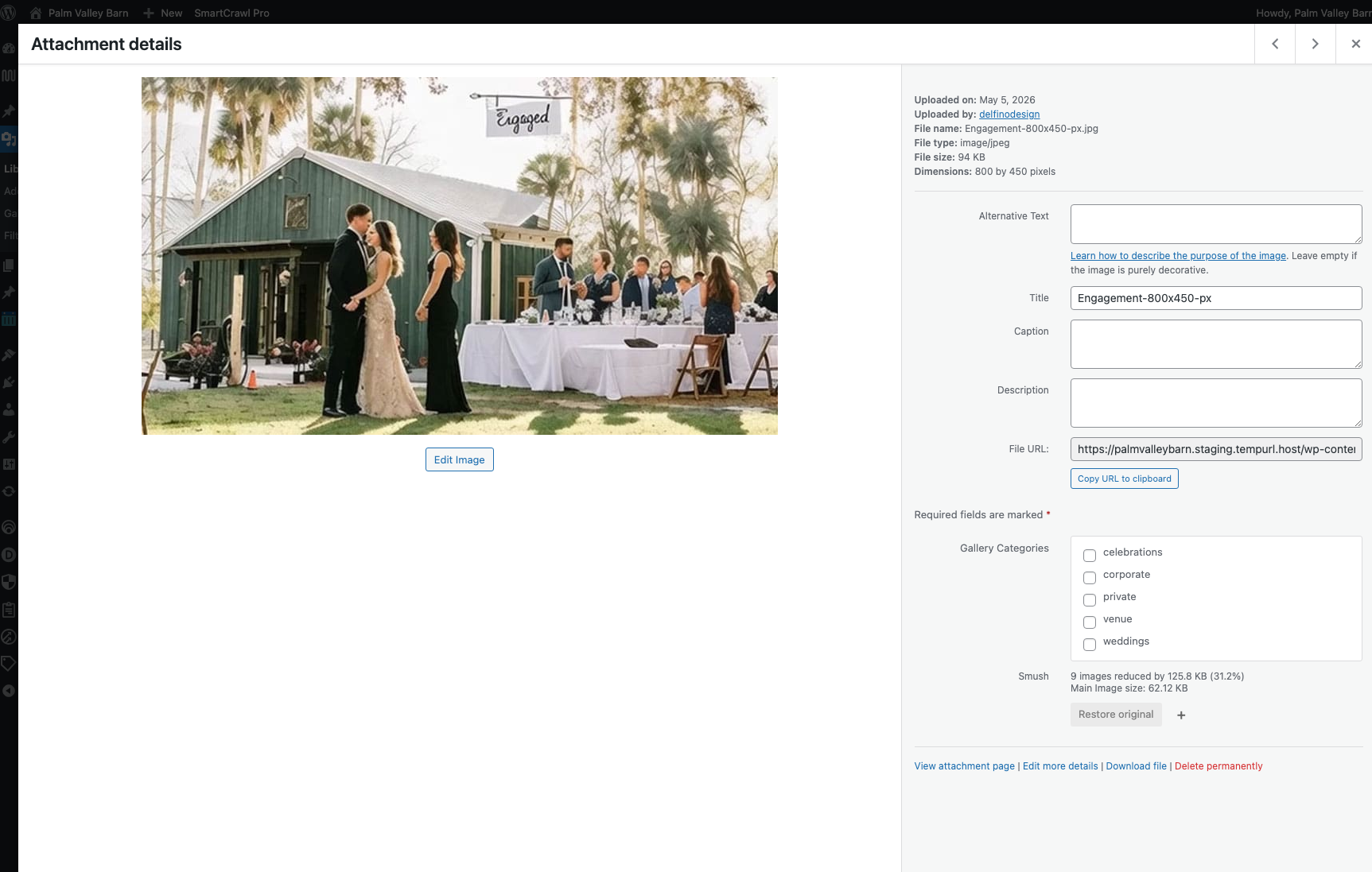 Tagging an image in the Media Library